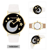 Coach Perry Black Dial White Leather Strap Watch for Women - 14503041 Authentic Buy Shop Now