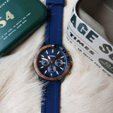 Fossil Bannon Multifunction Blue Dial Blue Silicone Strap Watch for Men - BQ2498 Authentic Buy Shop Now
