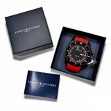 Tommy Hilfiger Windsurf Black Dial Red Rubber Strap Watch for Men - 1791112 Authentic Buy Shop Now