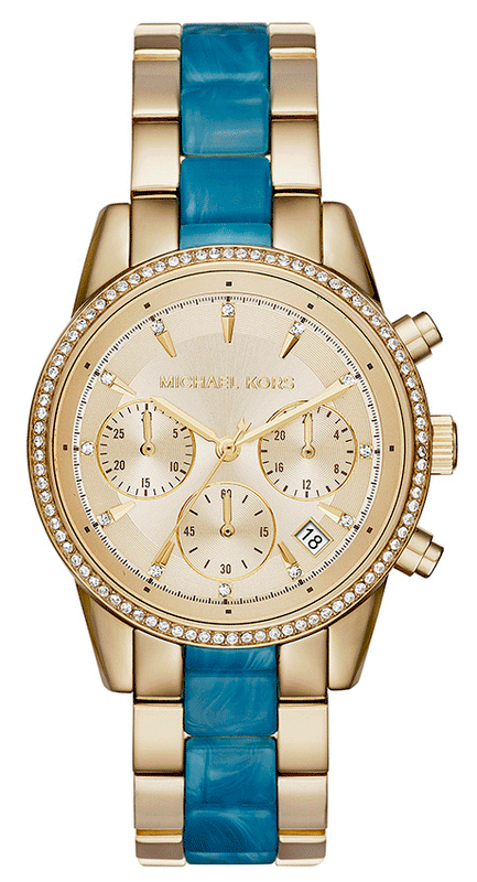Michael Kors Ritz Gold Dial Two Tone Steel Strap Watch for Women - MK6328 Authentic Buy Shop Now