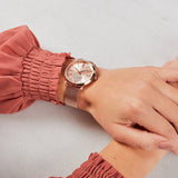 Michael Kors Portia Rose Gold Dial Rose Gold Mesh Bracelet Watch for Women - MK3845 Authentic Buy Shop Now