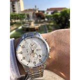 Hugo Boss Areoliner Chronograph White Dial Two Tone Steel Strap Watch for Men - 1513236 Authentic Buy Shop Now