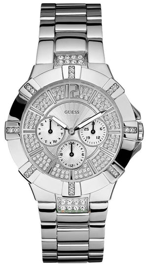 Guess Vista Diamonds Silver Dial Silver Steel Strap Watch for Women - W12080L1 Authentic Buy Shop Now