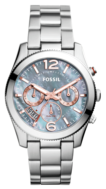 Fossil Perfect Boyfriend Mother of Pearl Blue Dial Silver Steel Strap Watch for Women - ES3880 Authentic Buy Shop Now