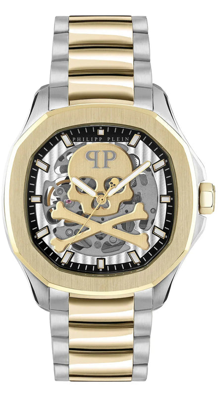 Philipp Plein High-Conic Automatic Gold Dial Two Tone Steel Strap Watch For Men - PWRAA0323 Authentic Buy Shop Now