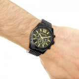 Michael Kors Lexington Chronograph Black Dial Black Steel Strap Watch for Men - MK8603 Authentic Buy Shop Now