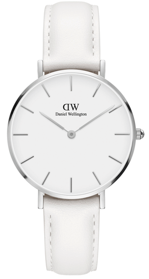 Daniel Wellington Petite Bondi White Dial White Leather Strap Watch For Women - DW00100190 Authentic Buy Shop Now