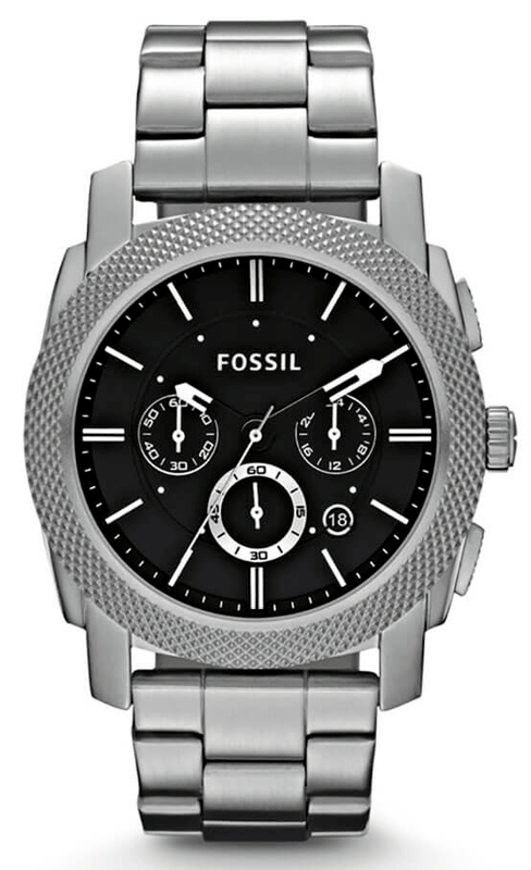 Fossil Machine Chronograph Black Dial Silver Steel Strap Watch for Men - FS4776 Authentic Buy Shop Now