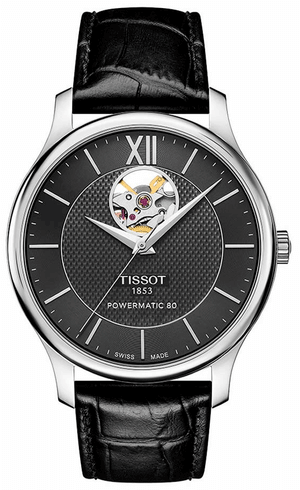 Tissot Tradition Powermatic 80 Open Heart Automatic Watch For Men - T063.907.16.058.00 Authentic Buy Shop Now