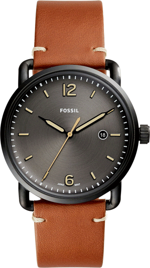 Fossil Commuter Three Hand Date Black Dial Brown Leather Strap Watch for Men - FS5276 Authentic Buy Shop Now