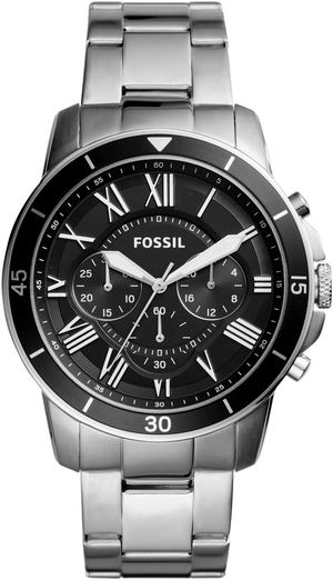 Fossil Grant Sport Chronograph Black Dial Silver Steel Strap Watch for Men - FS5236 Authentic Buy Shop Now