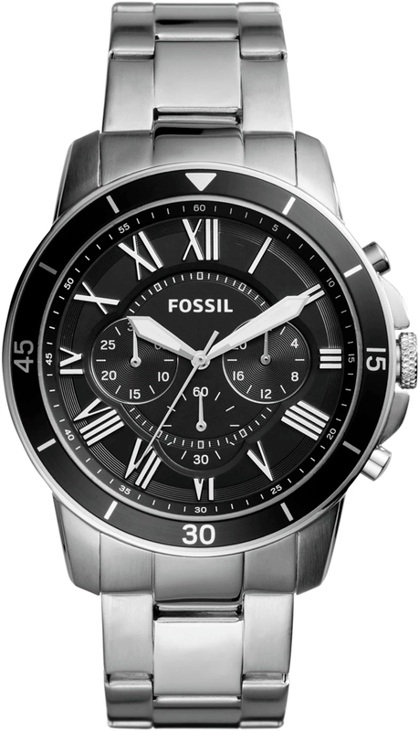 Fossil Grant Sport Chronograph Black Dial Silver Steel Strap Watch for Men - FS5236 Authentic Buy Shop Now