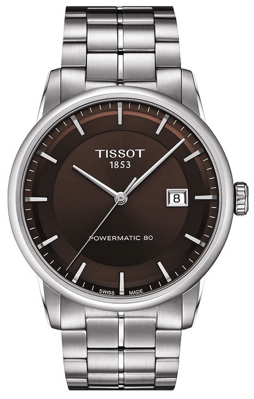 Tissot Luxury Powermatic 80 Brown Dial Silver Steel Strap Watch For Men - T086.407.11.291.00 Authentic Buy Shop Now