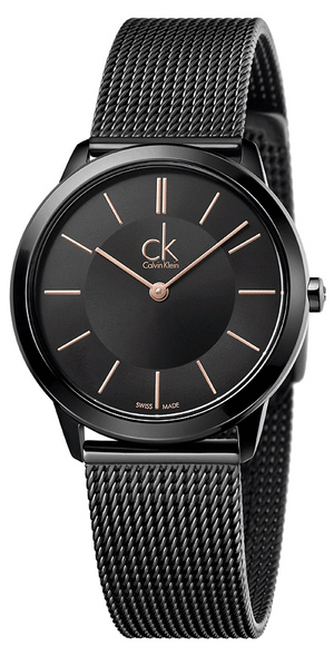 Calvin Klein Minimal Black Dial Black Mesh Bracelet Watch for Women - K3M22421 Authentic Buy Shop Now
