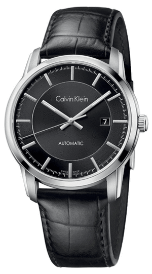 Calvin Klein Infinity Automatic Black Dial Black Leather Strap Watch for Men - K5S341C1 Authentic Buy Shop Now