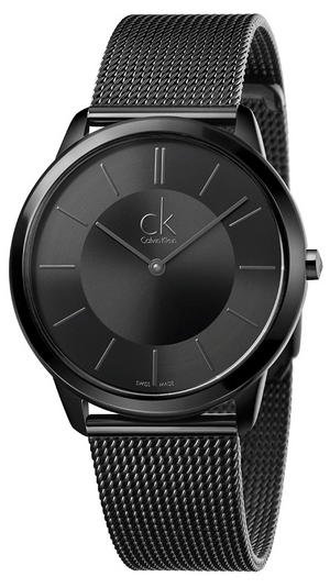 Calvin Klein Minimal Black Dial Black Mesh Bracelet Watch for Men - K3M214B1 Authentic Buy Shop Now