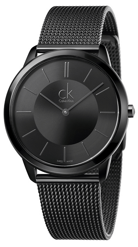 Calvin Klein Minimal Black Dial Black Mesh Bracelet Watch for Men - K3M214B1 Authentic Buy Shop Now