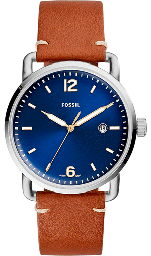 Fossil Commuter Blue Dial Blue Leather Strap Watch for Men - FS5325 Authentic Buy Shop Now