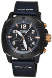 Fossil Modern Machine Chronograph Black Dial Blue Leather Strap Watch for Men - FS5066 Authentic Buy Shop Now
