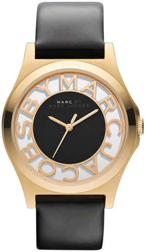 Marc Jacobs Henry Skeleton Black Dial Black Leather Strap Watch for Women - MBM1246 Authentic Buy Shop Now