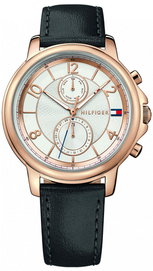 Tommy Hilfiger Claudia White Dial Black Leather Strap Watch for Women - 1781817 Authentic Buy Shop Now