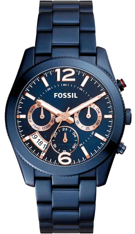 Fossil Perfect Boyfriend Multifunction Blue Dial Blue Steel Strap Watch for Women - ES4093 Authentic Buy Shop Now