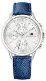 Tommy Hilfiger Carly Silver Dial Blue Leather Strap Watch for Women - 1781791 Authentic Buy Shop Now