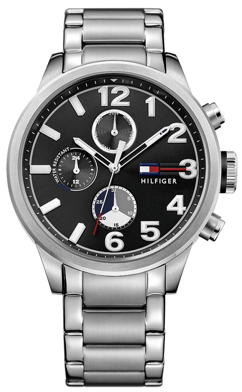 Tommy Hilfiger Jackson Quartz Black Dial Silver Steel Strap Watch for Men - 1791243 Authentic Buy Shop Now