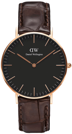Daniel Wellington Classic York Black Dial Brown Leather Strap Watch For Women - DW00100140 Authentic Buy Shop Now