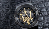 Maserati Potenza Skeleton Limited Edition Black Dial Black Leather Strap Watch For Men - R8821108027 Authentic Buy Shop Now