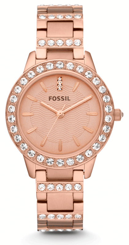 Fossil Jesse Crystal Rose Gold Dial Rose Gold Steel Strap Watch for Women - ES3020 Authentic Buy Shop Now