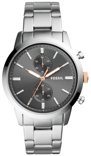 Fossil Townsman Chronograph Grey Dial Silver Steel Strap Watch for Men - FS5407 Authentic Buy Shop Now