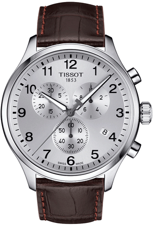 Tissot T Sport Chrono XL Classic Silver Dial Brown Leather Strap Watch For Men - T116.617.16.037.00 Authentic Buy Shop Now