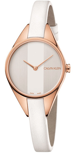 Calvin Klein Rebel White Grey Dial White Leather Strap Watch for Women - K8P236L6 Authentic Buy Shop Now