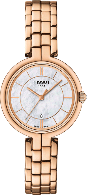 Tissot T Lady Flamingo Mother of Pearl Dial Rose Gold Steel Strap Watch For Women - T094.210.33.111.01 Authentic Buy Shop Now