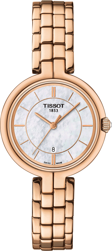 Tissot T Lady Flamingo Mother of Pearl Dial Rose Gold Steel Strap Watch For Women - T094.210.33.111.01 Authentic Buy Shop Now
