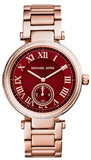 Michael Kors Skylar Maroon Dial Rose Gold Steel Strap Watch for Women - MK6086 Authentic Buy Shop Now