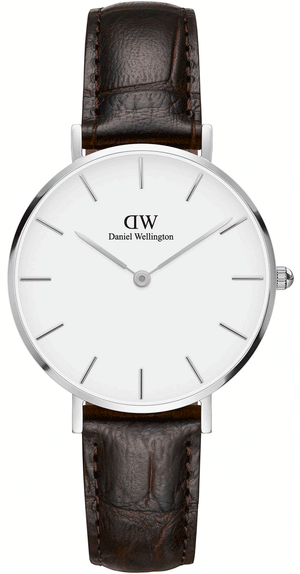 Daniel Wellington Classic Petite York White Dial Black Leather Strap Watch For Women - DW00100188 Authentic Buy Shop Now