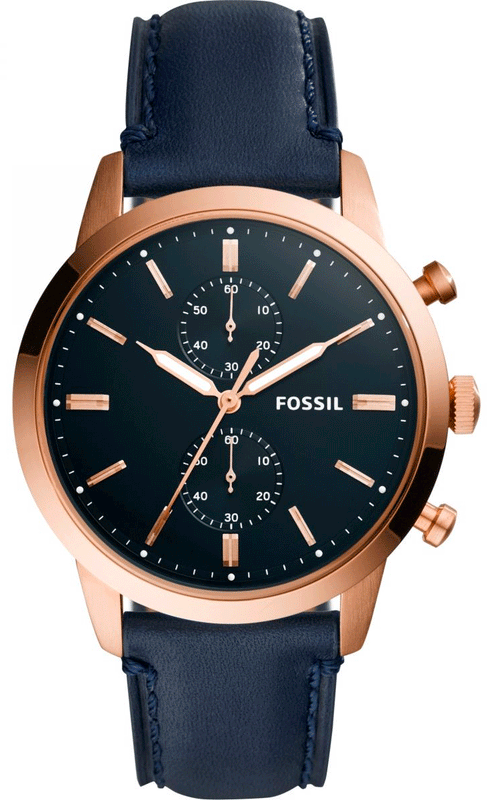 Fossil Townsman Chronograph Blue Dial Blue Leather Strap Watch for Men - FS5436 Authentic Buy Shop Now