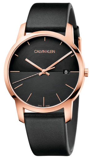 Calvin Klein City Quartz Black Dial Black Leather Strap Watch for Men - K2G2G6CZ Authentic Buy Shop Now