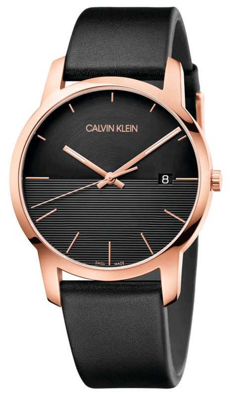 Calvin Klein City Quartz Black Dial Black Leather Strap Watch for Men - K2G2G6CZ Authentic Buy Shop Now