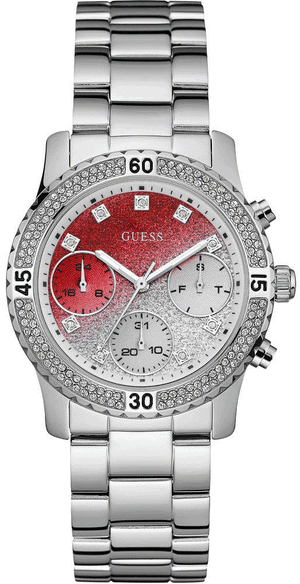 Guess Confetti Diamonds Silver Dial Silver Steel Strap Watch for Women - W0774L7 Authentic Buy Shop Now