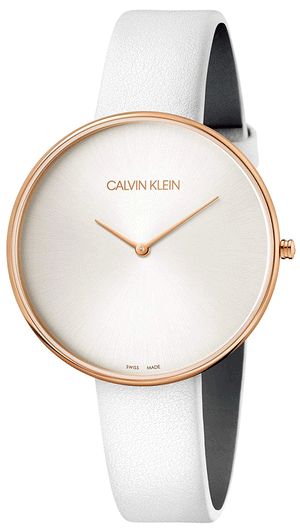 Calvin Klein Full Moon White Dial White Leather Strap Watch for Women - K8Y236L6 Authentic Buy Shop Now
