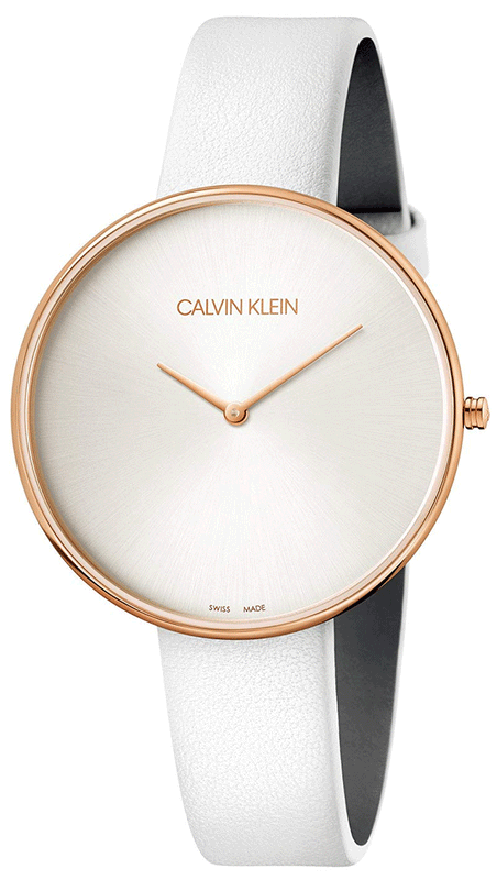 Calvin Klein Full Moon White Dial White Leather Strap Watch for Women - K8Y236L6 Authentic Buy Shop Now