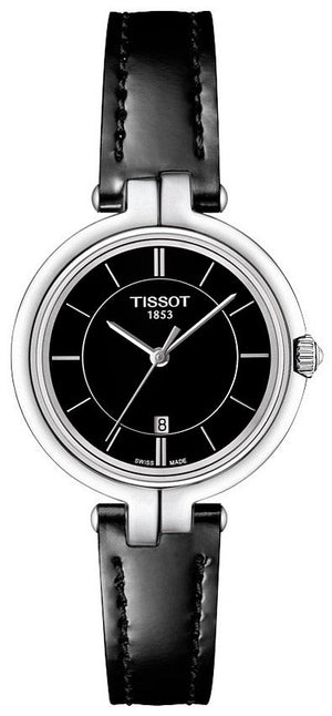 Tissot T Lady Flamingo Black Dial Black Leather Strap Watch For Women - T094.210.16.051.00 Authentic Buy Shop Now