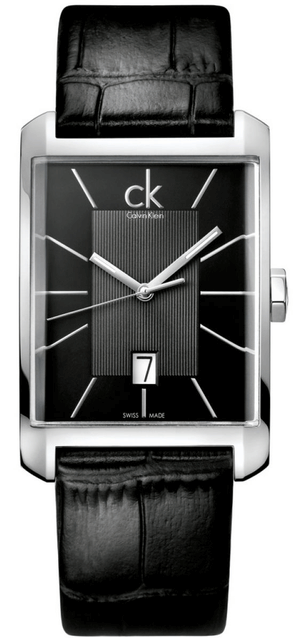 Calvin Klein Window Black Dial Black Leather Strap Watch for Men - K2M21107 Authentic Buy Shop Now