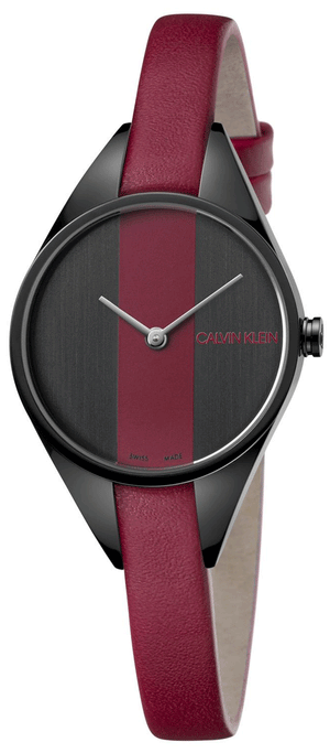 Calvin Klein Rebel Red Black Dial Red Leather Strap Watch for Women - K8P237U1 Authentic Buy Shop Now