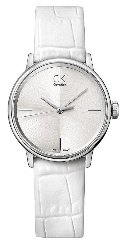 Calvin Klein Accent White Dial White Leather Strap Watch for Women - K2Y2Y1K6 Authentic Buy Shop Now