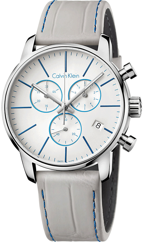 Calvin Klein City Chronograph White Dial White Leather Strap Watch for Men - K2G271Q4 Authentic Buy Shop Now