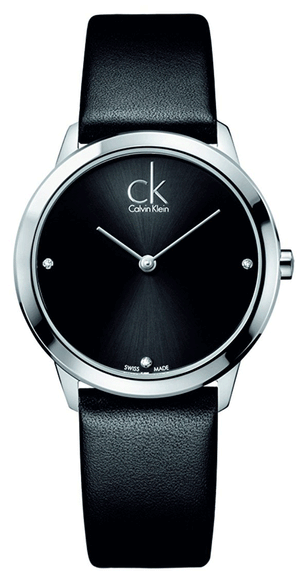 Calvin Klein Minimal Black Dial Black Leather Strap Watch for Men - K3M221CS Authentic Buy Shop Now